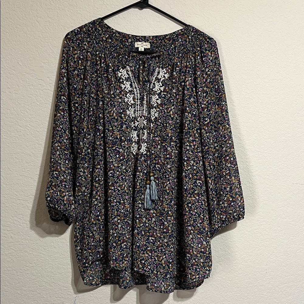 Stitch Fix MASON & BELLE Floral Boho Tunic with Tassel Accents